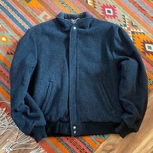 70s Woolrich Men's Black Wool bomber Jacket